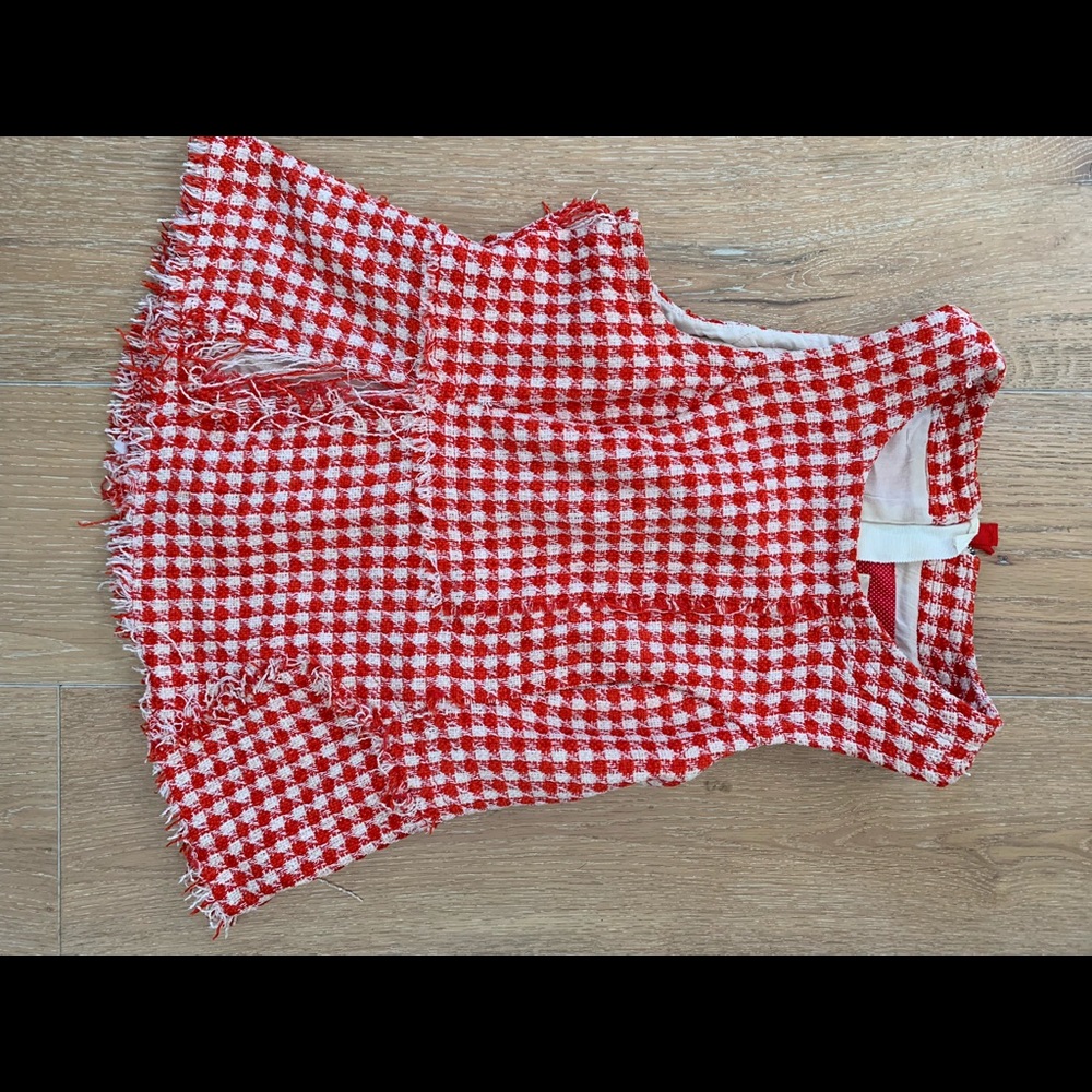 Maeve Anthropologie red herringbone tank top